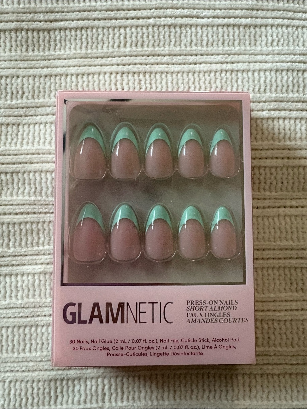 Glamnetic Pistachio Cream French Tip Short Almond Press-On Nails